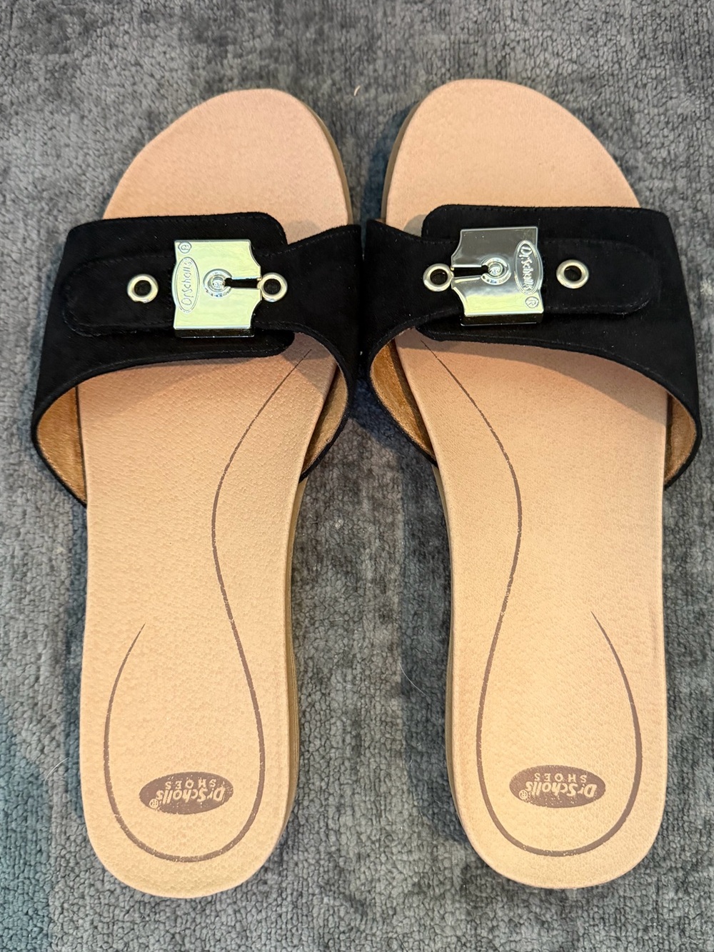 Dr. Scholl's Shoes Originalist Sandals Slides Black Suede Women’s 8.5 / 8-1/2
